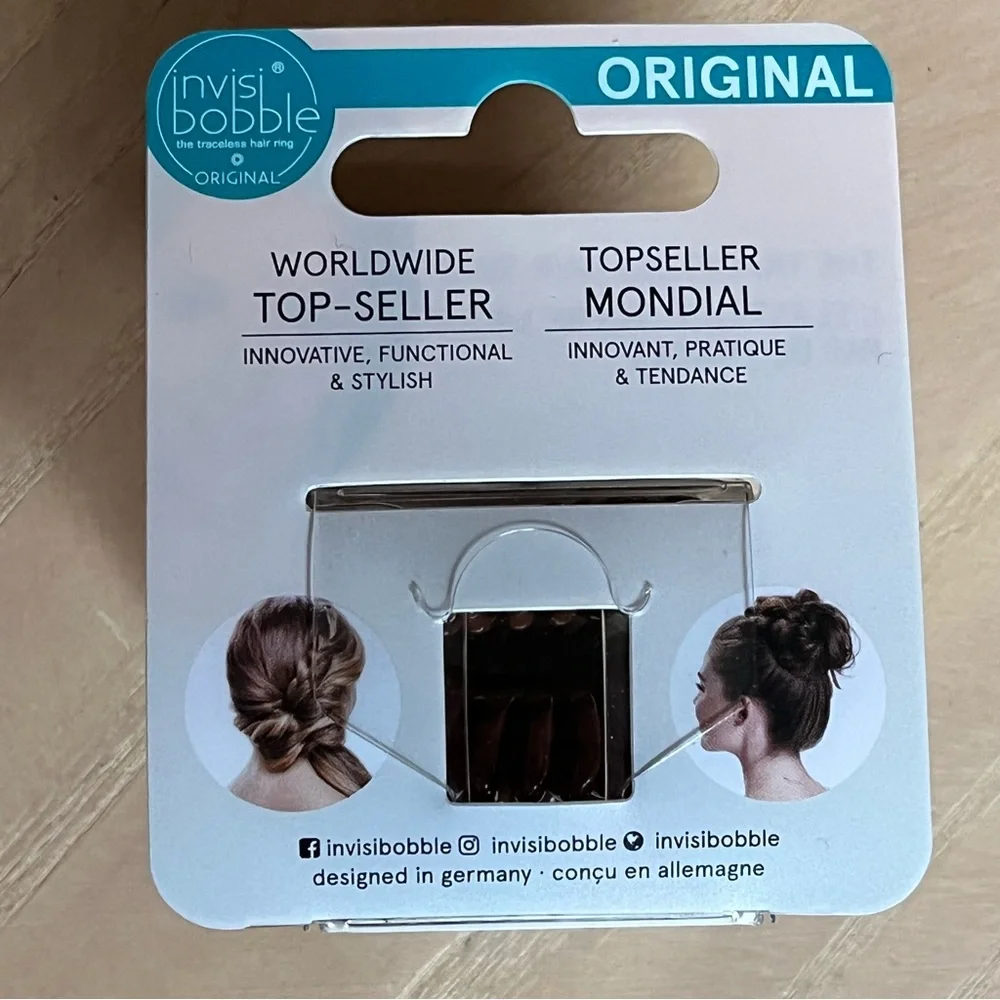 INVISIBOBBLE Original Pack of 3 Traceless Hair Rings in Brown NIB
